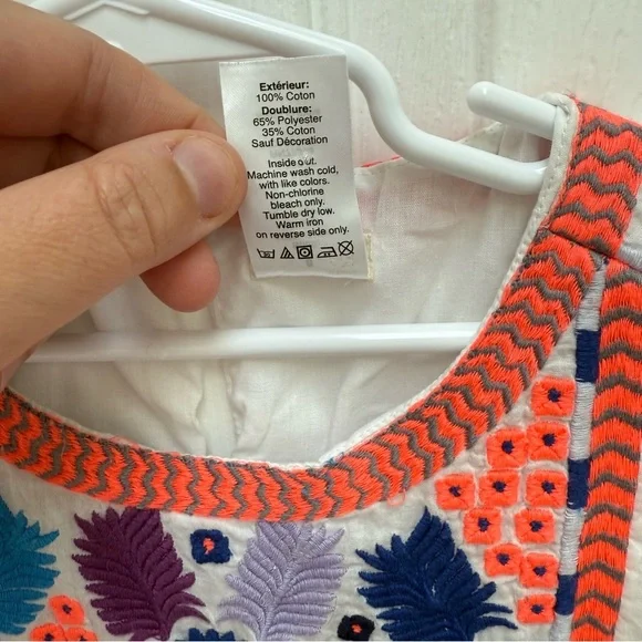 Crewcuts White sleeveless Dress with Colorful Embroidery NWOT - Picture 3 of 9